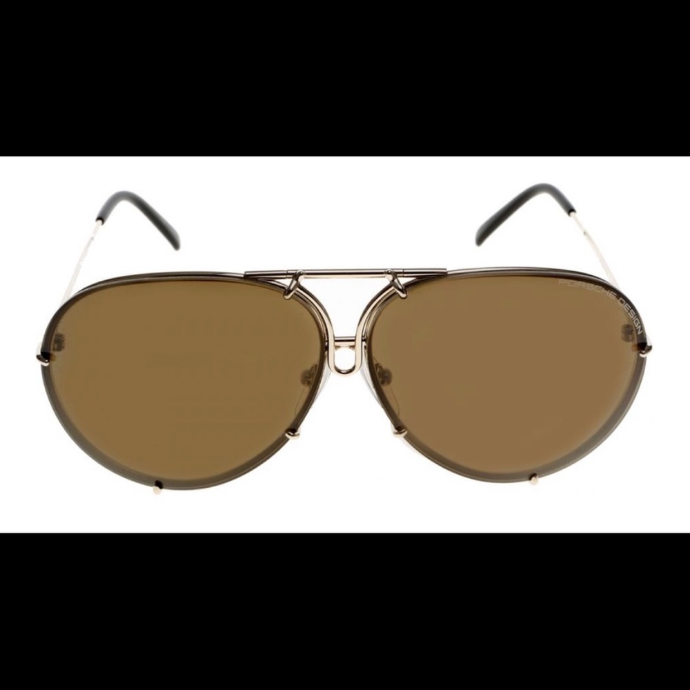 Porsche Design Aviator Sunglasses Brown Gold Frame - Picture 6 of 16